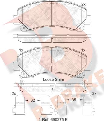 R Brake RB2082 - Bremžu uzliku kompl., Disku bremzes autodraugiem.lv