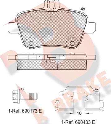 R Brake RB2039-067 - Bremžu uzliku kompl., Disku bremzes autodraugiem.lv