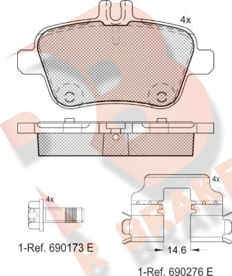 R Brake RB2039 - Bremžu uzliku kompl., Disku bremzes autodraugiem.lv