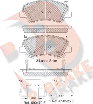 R Brake RB2035-233 - Bremžu uzliku kompl., Disku bremzes autodraugiem.lv