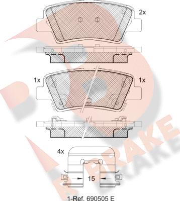 R Brake RB2036-208 - Bremžu uzliku kompl., Disku bremzes autodraugiem.lv