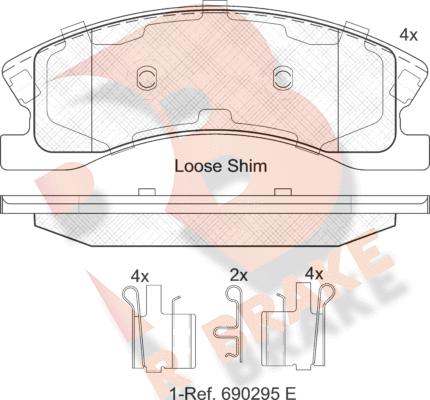 R Brake RB2075 - Bremžu uzliku kompl., Disku bremzes autodraugiem.lv