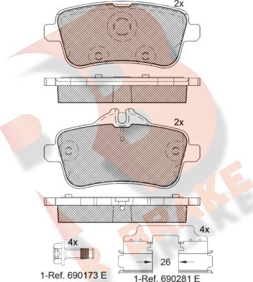 R Brake RB2072-066 - Bremžu uzliku kompl., Disku bremzes autodraugiem.lv