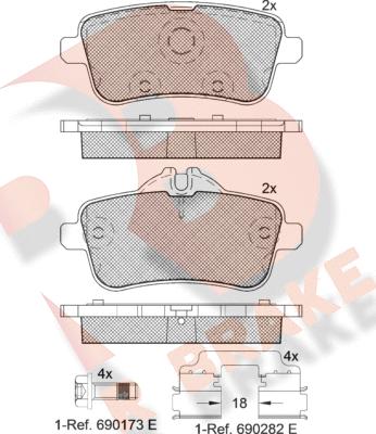 R Brake RB2072-067 - Bremžu uzliku kompl., Disku bremzes autodraugiem.lv