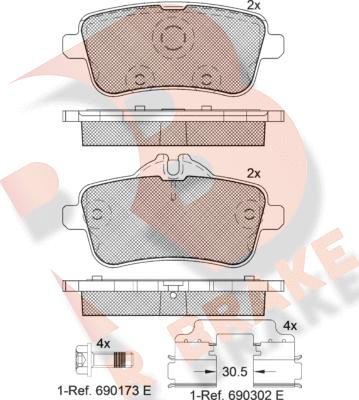 R Brake RB2072-200 - Bremžu uzliku kompl., Disku bremzes autodraugiem.lv