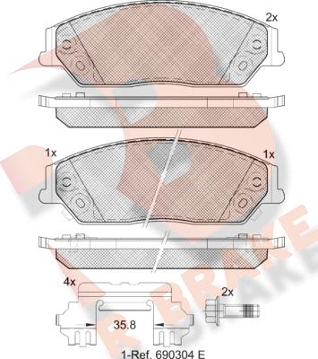 R Brake RB2077 - Bremžu uzliku kompl., Disku bremzes autodraugiem.lv