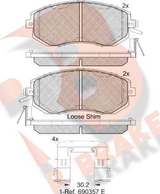 R Brake RB2199 - Bremžu uzliku kompl., Disku bremzes autodraugiem.lv