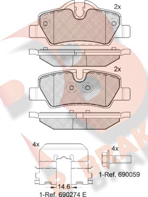 R Brake RB2190 - Bremžu uzliku kompl., Disku bremzes autodraugiem.lv