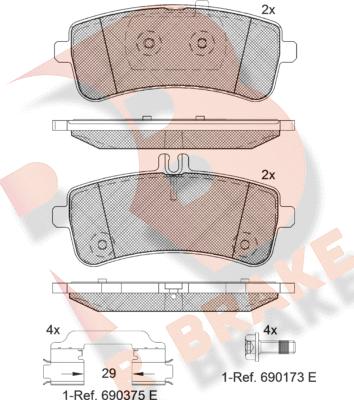 R Brake RB2145-202 - Bremžu uzliku kompl., Disku bremzes autodraugiem.lv