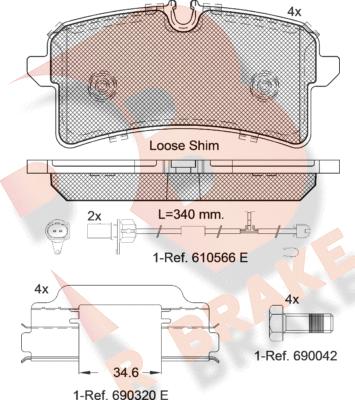 R Brake RB2159 - Bremžu uzliku kompl., Disku bremzes autodraugiem.lv