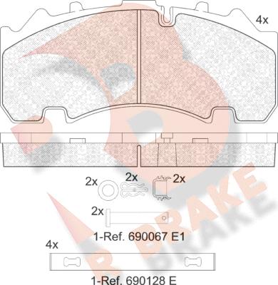 R Brake RB2155-066 - Bremžu uzliku kompl., Disku bremzes autodraugiem.lv