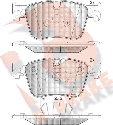 R Brake RB2166-203 - Bremžu uzliku kompl., Disku bremzes autodraugiem.lv