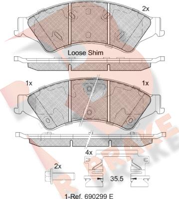 R Brake RB2109 - Bremžu uzliku kompl., Disku bremzes autodraugiem.lv