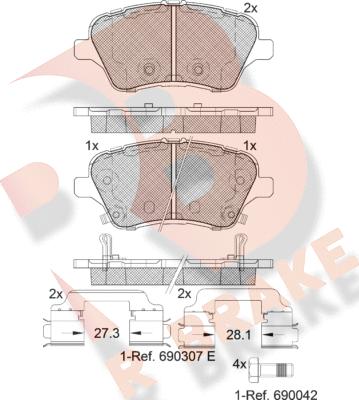 R Brake RB2108-203 - Bremžu uzliku kompl., Disku bremzes autodraugiem.lv