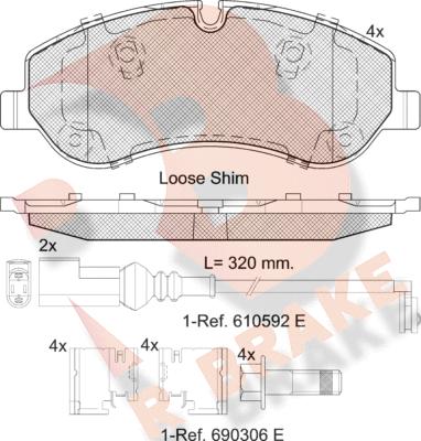 R Brake RB2119 - Bremžu uzliku kompl., Disku bremzes autodraugiem.lv