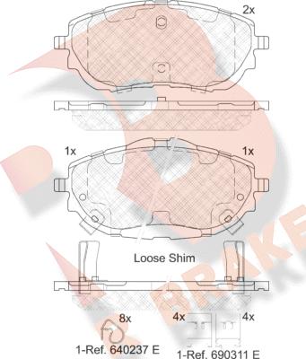 R Brake RB2129 - Bremžu uzliku kompl., Disku bremzes autodraugiem.lv