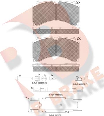 R Brake RB2123-073 - Bremžu uzliku kompl., Disku bremzes autodraugiem.lv