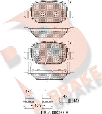 R Brake RB2127 - Bremžu uzliku kompl., Disku bremzes autodraugiem.lv