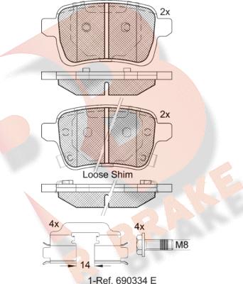 R Brake RB2170-203 - Bremžu uzliku kompl., Disku bremzes autodraugiem.lv