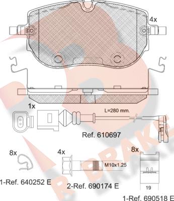 R Brake RB2394 - Bremžu uzliku kompl., Disku bremzes autodraugiem.lv