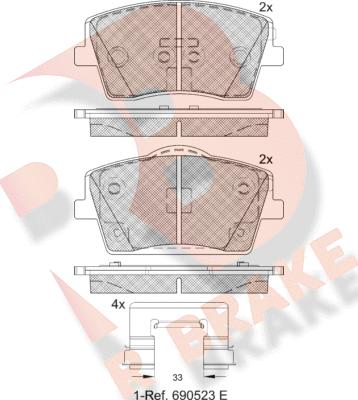 R Brake RB2354 - Bremžu uzliku kompl., Disku bremzes autodraugiem.lv