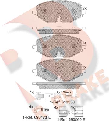 R Brake RB2369 - Bremžu uzliku kompl., Disku bremzes autodraugiem.lv