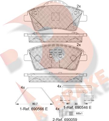 R Brake RB2329 - Bremžu uzliku kompl., Disku bremzes autodraugiem.lv