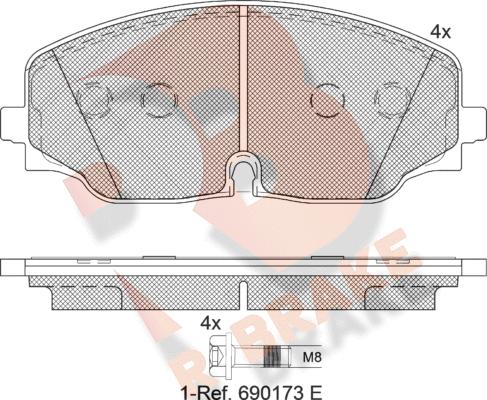 R Brake RB2328 - Bremžu uzliku kompl., Disku bremzes autodraugiem.lv