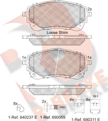 R Brake RB2372 - Bremžu uzliku kompl., Disku bremzes autodraugiem.lv