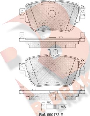 R Brake RB2290 - Bremžu uzliku kompl., Disku bremzes autodraugiem.lv