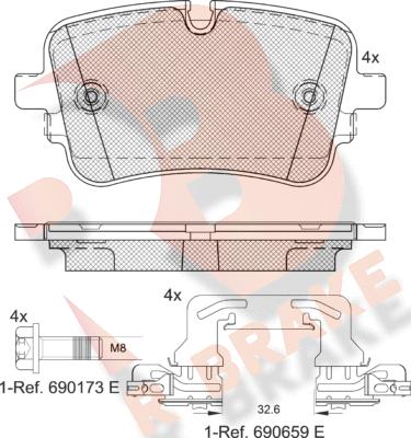 R Brake RB2248-203 - Bremžu uzliku kompl., Disku bremzes autodraugiem.lv