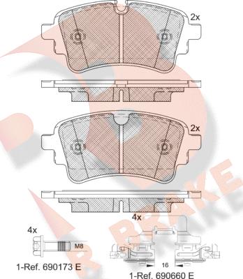 R Brake RB2256-208 - Bremžu uzliku kompl., Disku bremzes autodraugiem.lv