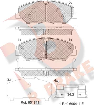 R Brake RB2268 - Bremžu uzliku kompl., Disku bremzes autodraugiem.lv