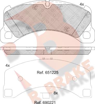 R Brake RB2206-208 - Bremžu uzliku kompl., Disku bremzes autodraugiem.lv