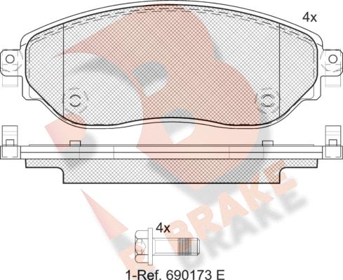 R Brake RB2219 - Bremžu uzliku kompl., Disku bremzes autodraugiem.lv