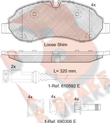 R Brake RB2217 - Bremžu uzliku kompl., Disku bremzes autodraugiem.lv