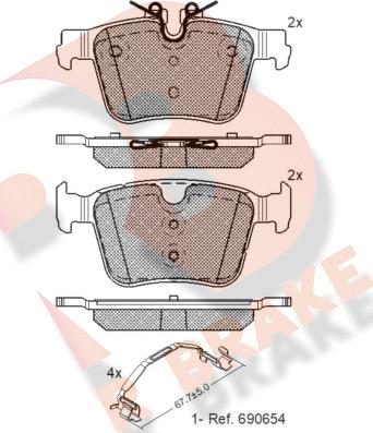 R Brake RB2232-203 - Bremžu uzliku kompl., Disku bremzes autodraugiem.lv