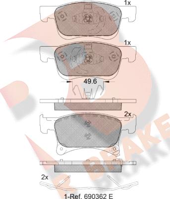 R Brake RB2221 - Bremžu uzliku kompl., Disku bremzes autodraugiem.lv