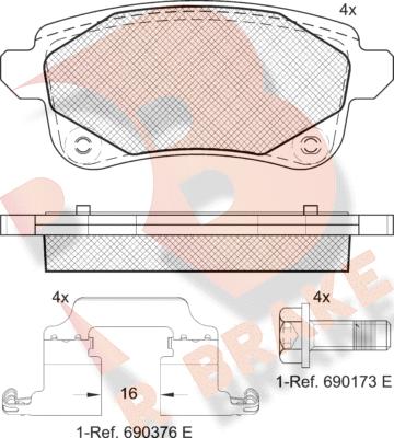 R Brake RB2222-208 - Bremžu uzliku kompl., Disku bremzes autodraugiem.lv