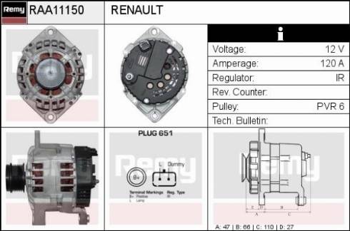 Remy RAA11150 - Ģenerators autodraugiem.lv