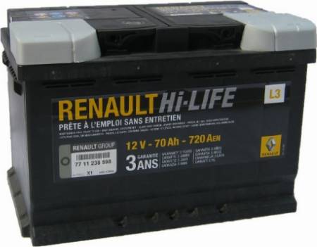 RENAULT 77 11 238 598 - Startera akumulatoru baterija autodraugiem.lv