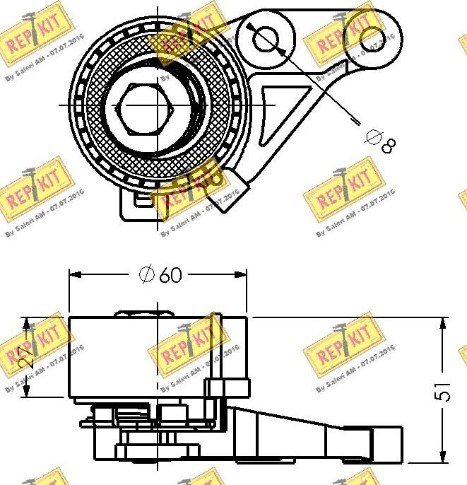 REPKIT RKT1834 - Spriegotājrullītis, Gāzu sadales mehānisma piedziņas siksna autodraugiem.lv