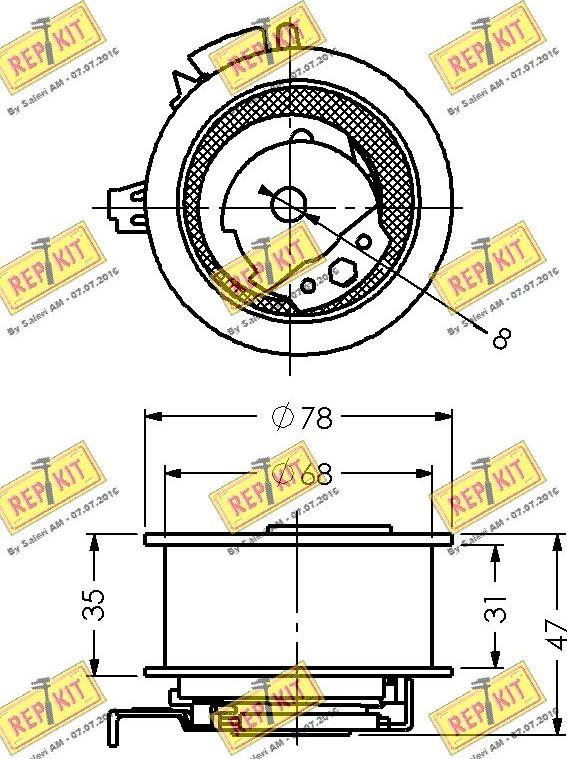 REPKIT RKT2485 - Spriegotājrullītis, Gāzu sadales mehānisma piedziņas siksna autodraugiem.lv