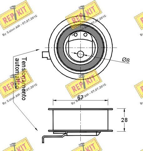 REPKIT RKT2628 - Spriegotājrullītis, Gāzu sadales mehānisma piedziņas siksna autodraugiem.lv