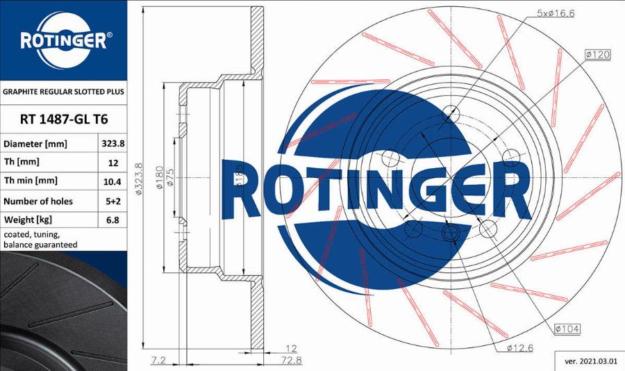 Rotinger RT 1487-GL T6 - Bremžu diski autodraugiem.lv