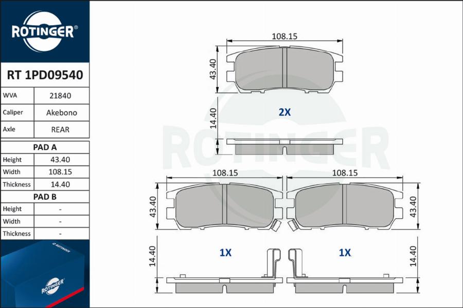 Rotinger RT 1PD09540 - Bremžu uzliku kompl., Disku bremzes autodraugiem.lv