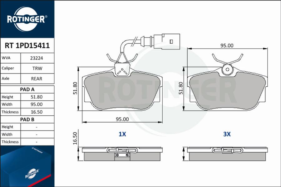 Rotinger RT 1PD15411 - Bremžu uzliku kompl., Disku bremzes autodraugiem.lv