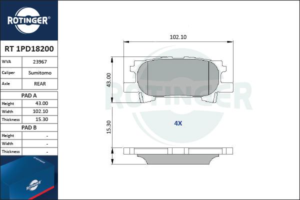 Rotinger RT 1PD18200 - Bremžu uzliku kompl., Disku bremzes autodraugiem.lv