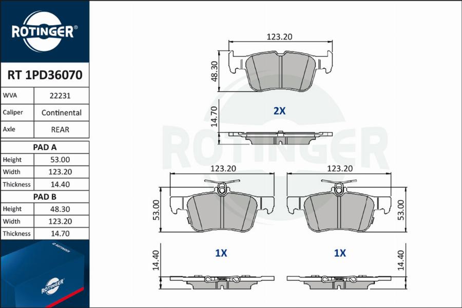 Rotinger RT 1PD36070 - Bremžu uzliku kompl., Disku bremzes autodraugiem.lv