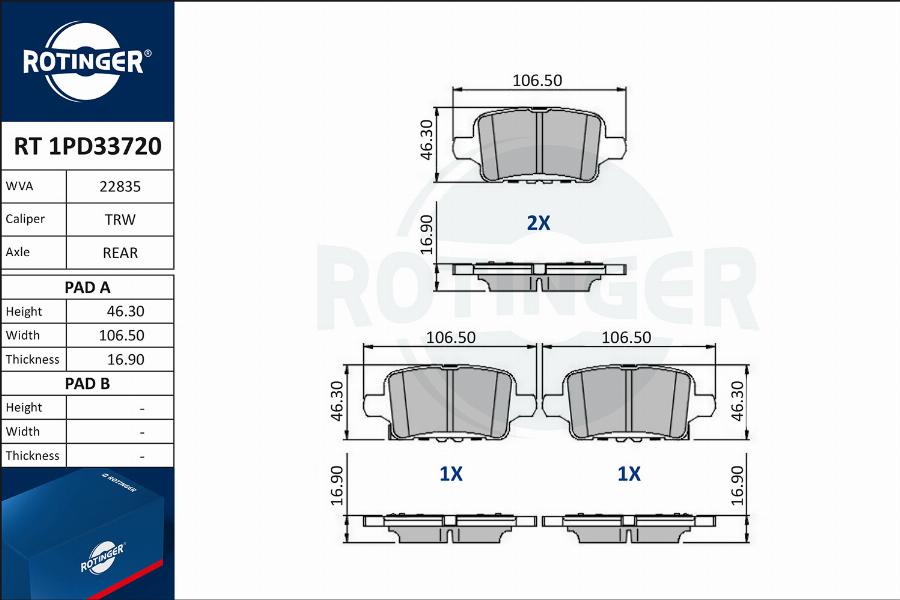 Rotinger RT 1PD33720 - Bremžu uzliku kompl., Disku bremzes autodraugiem.lv